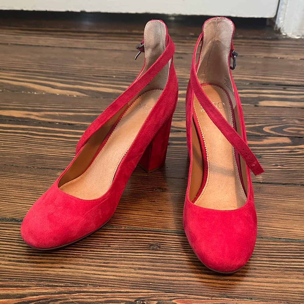 Franco Sarto Red Suede Heels